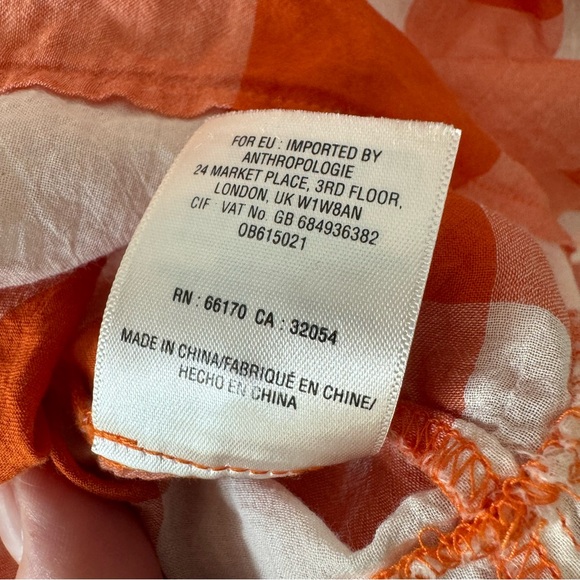 Anthropologie Maeve Orange Gingham Button Down Short Sleeve. Size XS - Picture 9 of 11
